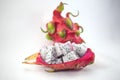 Exotic ripe white Pitaya or Dragon fruit. Red Pitahaya tropical