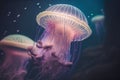 exotic shining jellyfish underwater wonderful world Generative AI