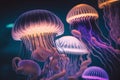 exotic shining jellyfish underwater wonderful world Generative AI