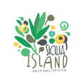 Exotic Sicilia island summer vacation travel logo