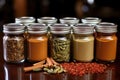 exotic spice sets in individual jars for culinary gifts