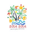 Exotic summer Bora Bora travel logo