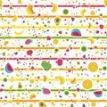 Exotic summer fruits vector seamless pattern Royalty Free Stock Photo