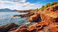 Exotic summer view of popular tourist destination - Geopark of Agios Nikolaos, also known as Petrified Forest.