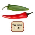 Exotic Thai pepper fruit, spicy capsicum. Tropical hot green pepper close-up