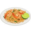 Exotic Thai Shrimp Noodles Royalty Free Stock Photo