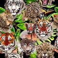 Exotic tiger wild animal pattern in a watercolor style.