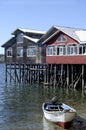 traditional facade wooden houses on stilts (palafitos) in Castro, Isla de Chiloe, Patagonia, Chile