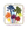 Exotic Travel Background with Palm Trees for Long Beach, California.