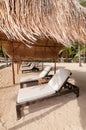 Exotic Tropical Beach Beds at Sea Shore Royalty Free Stock Photo