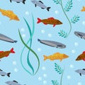Exotic tropical fish underwater ocean or aquarium aquatic nature seamless pattern background vector