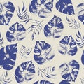 Exotic tropical floral seamless pattern with Monstera and Areca