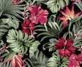 Exotic tropical flowers pattern in trendy colors