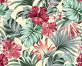 Exotic tropical flowers pattern in trendy colors