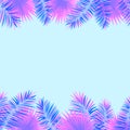 Exotic tropical frame with jungle plants, palm leaves, monstera and place for your text. Nature background. Vector Royalty Free Stock Photo