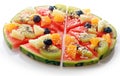 Exotic tropical fruit watermelon pizza