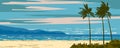 Exotic Tropical landscape beach resort, paradise island, palms, ocean, sea banner Royalty Free Stock Photo