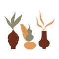 Exotic Tropical Leaves Rested in Ceramic Vase Vector Composition