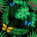 Exotic tropical nature environment repeating pattern background.