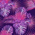 Exotic tropical vrctor background with hawaiian plants.