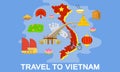 Exotic Vietnam country concept banner, flat style