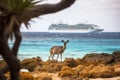 Exotic wildlife seen a cruise ship in the Indian Ocean. Generative AI