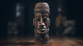 Exotic Wooden Tribal Head Mask: Vray Ibo Art Table Decor