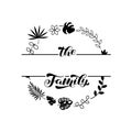 Exotic wreath and the Family lettering. Vector stock illustration for poster