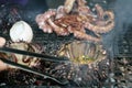 Exotically seafood barbecue in Vietnam Royalty Free Stock Photo