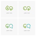 Infinity nature logo set - green tree with leaf, apple and oxygen symbol Royalty Free Stock Photo