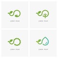 Green sprout logo set - ecology and agriculture icons