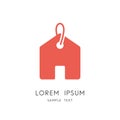 House price tag logo - home with door and label symbol