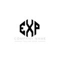EXP letter logo design with polygon shape. EXP polygon and cube shape logo design. EXP hexagon vector logo template white and Royalty Free Stock Photo