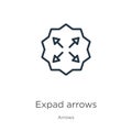 Expad arrows icon. Thin linear expad arrows outline icon isolated on white background from arrows collection. Line vector sign,