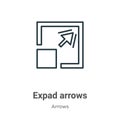 Expad arrows outline vector icon. Thin line black expad arrows icon, flat vector simple element illustration from editable arrows