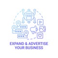 Expand and advertise business concept icon