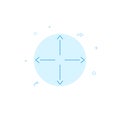 Expand arrow, fullscreen flat vector icon. Filled line style. Blue monochrome design. Editable stroke
