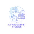 Expand cabinet storage blue gradient concept icon