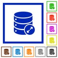 Expand database flat framed icons