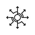 Black line icon for Expand, circle and detail