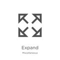 expand icon vector from miscellaneous collection. Thin line expand outline icon vector illustration. Outline, thin line expand