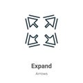 Expand outline vector icon. Thin line black expand icon, flat vector simple element illustration from editable arrows concept Royalty Free Stock Photo