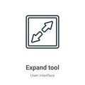 Expand tool outline vector icon. Thin line black expand tool icon, flat vector simple element illustration from editable user