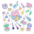 Cute Colorful Kids Make Up Toys Set Illustration