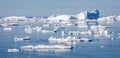 Expanse of large icebergs in the icefjord at Ilulissat, Greenland