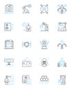 Expanse linear icons set. Space, Sci-fi, Belter, Rocinante, Protomolecule, Ganymede, Tycho line vector and concept signs Royalty Free Stock Photo