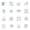 Expanse linear icons set. Space, Sci-fi, Belter, Rocinante, Protomolecule, Ganymede, Tycho line vector and concept signs Royalty Free Stock Photo