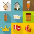 Expanses icons set, flat style