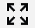Expansion Expand Zoom In Enlarge Wide Corner Arrow Pointer Increase Stretch Magnify Enhance Full Screen Fullscreen Sign Icon Shape