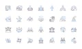 Expansion model line icons collection. Growth, Scaling, Development, Enlargement, Increase, Broadening, Extension vector